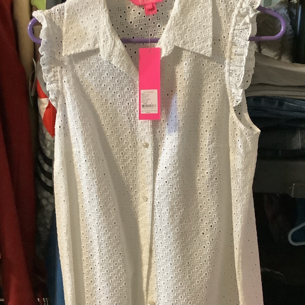 Lilly Pulitzer Lenox White Eyelet Top, Resort White,‎ size 6, new